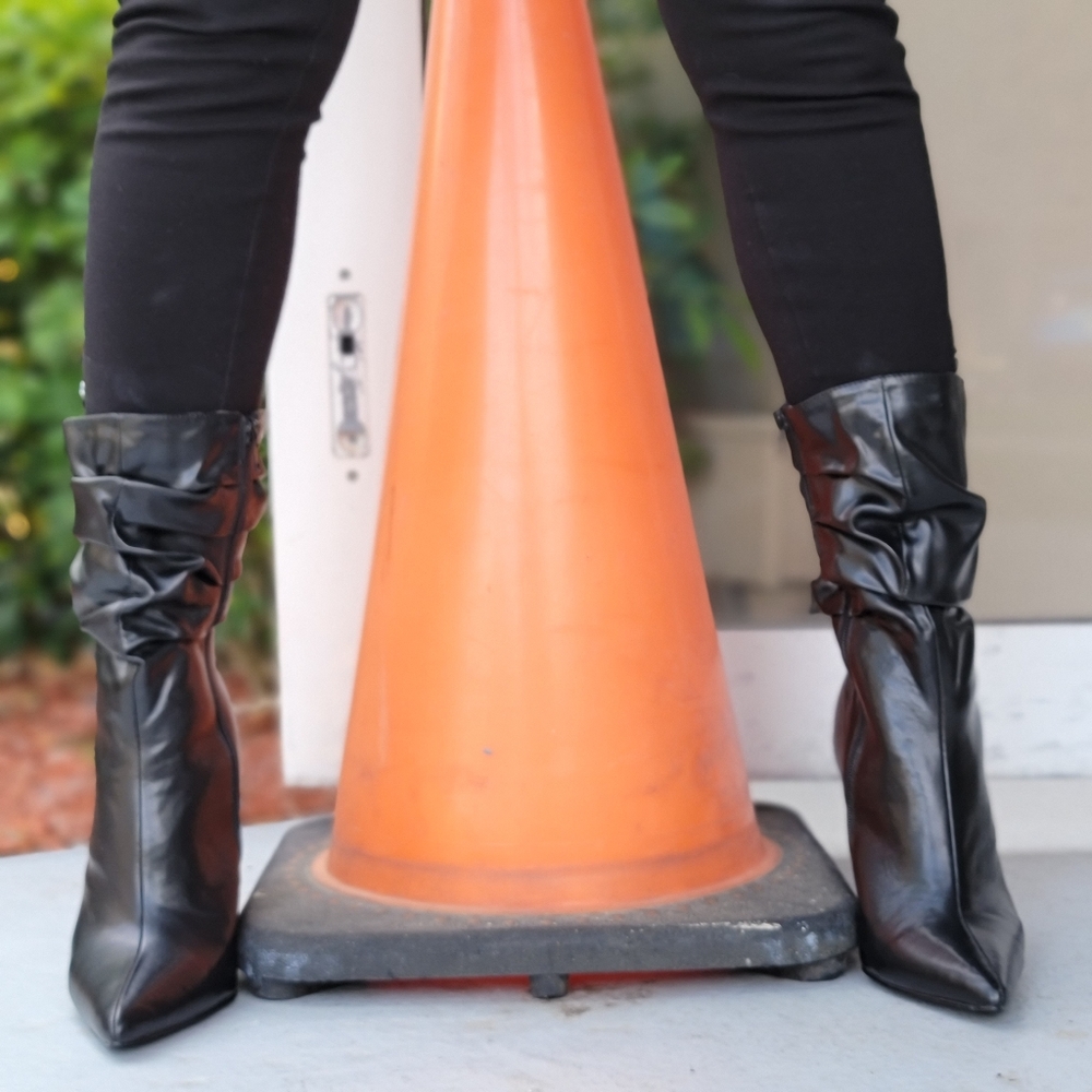 Slouch Ankle Boots Pointy Toe Stiletto High Heel Booties - Picture 3 of 6